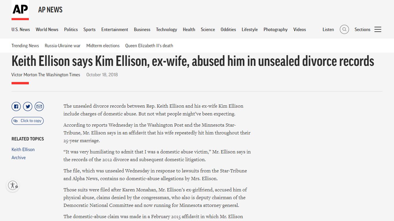 Keith Ellison says Kim Ellison, ex-wife, abused him in unsealed divorce ...